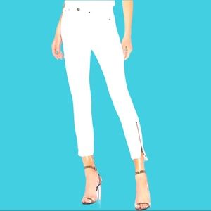 Free People White Ankle Crop Jeans  Zipped Hems Sz 27 (Waist 29).